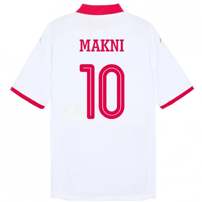 Danxen Femme Maillot Tunisie Nabil Makni #10 Blanc Tenues Extérieur 24-26 T-Shirt