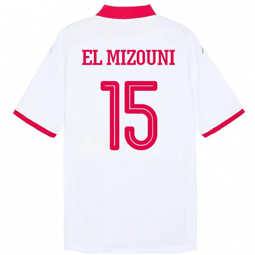Danxen Femme Maillot Tunisie Idris El Mizouni #15 Blanc Tenues Extérieur 24-26 T-Shirt
