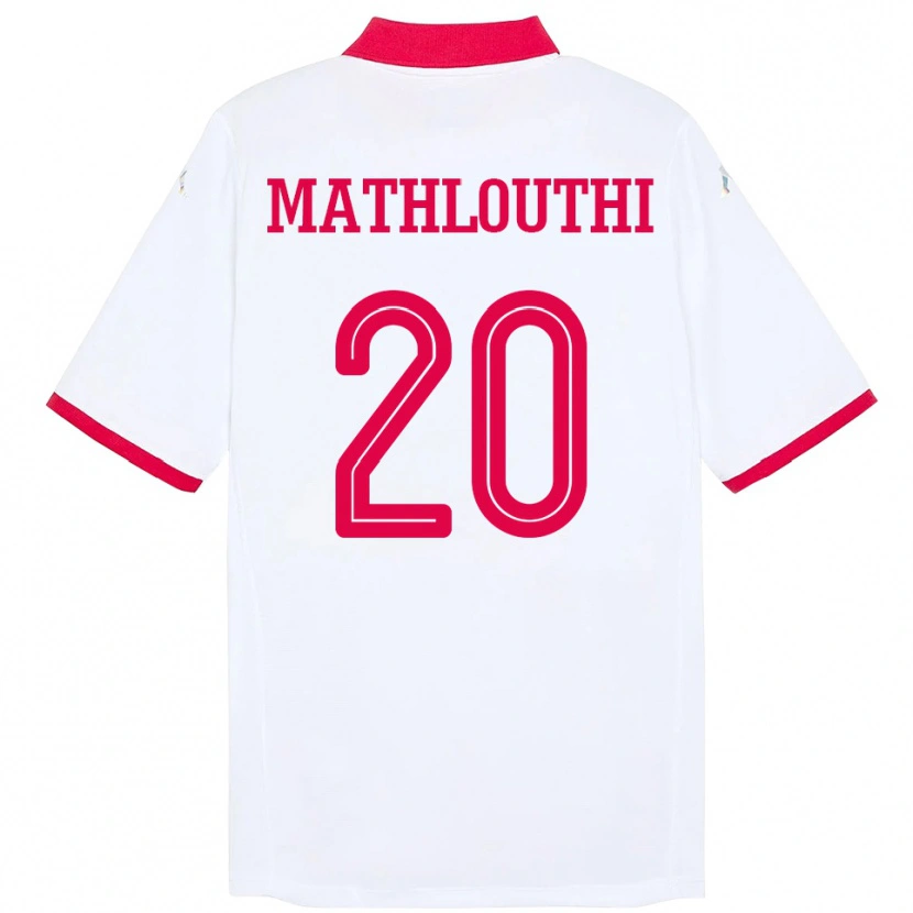Danxen Femme Maillot Tunisie Hamza Mathlouthi #20 Blanc Tenues Extérieur 24-26 T-Shirt