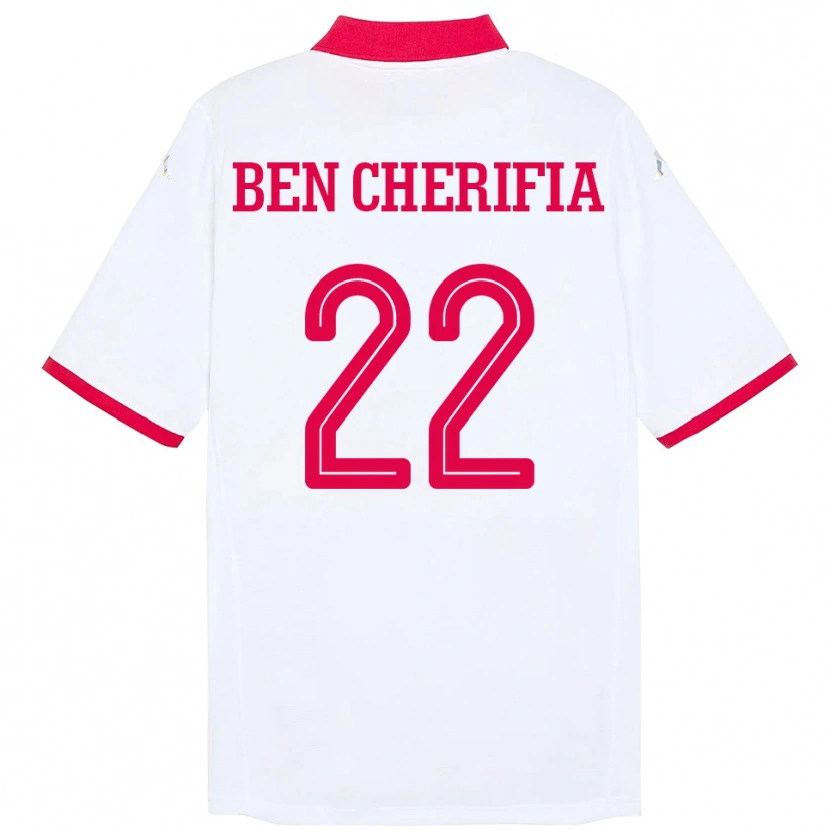 Danxen Femme Maillot Tunisie Moez Ben Cherifia #22 Blanc Tenues Extérieur 24-26 T-Shirt