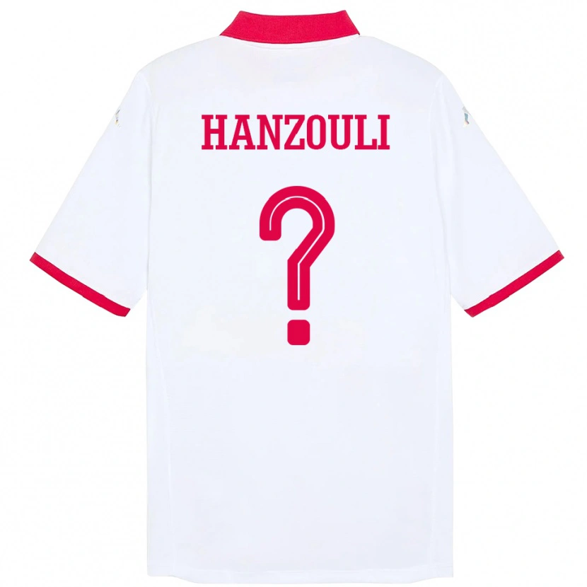 Danxen Femme Maillot Tunisie Oussema Hanzouli #0 Blanc Tenues Extérieur 24-26 T-Shirt