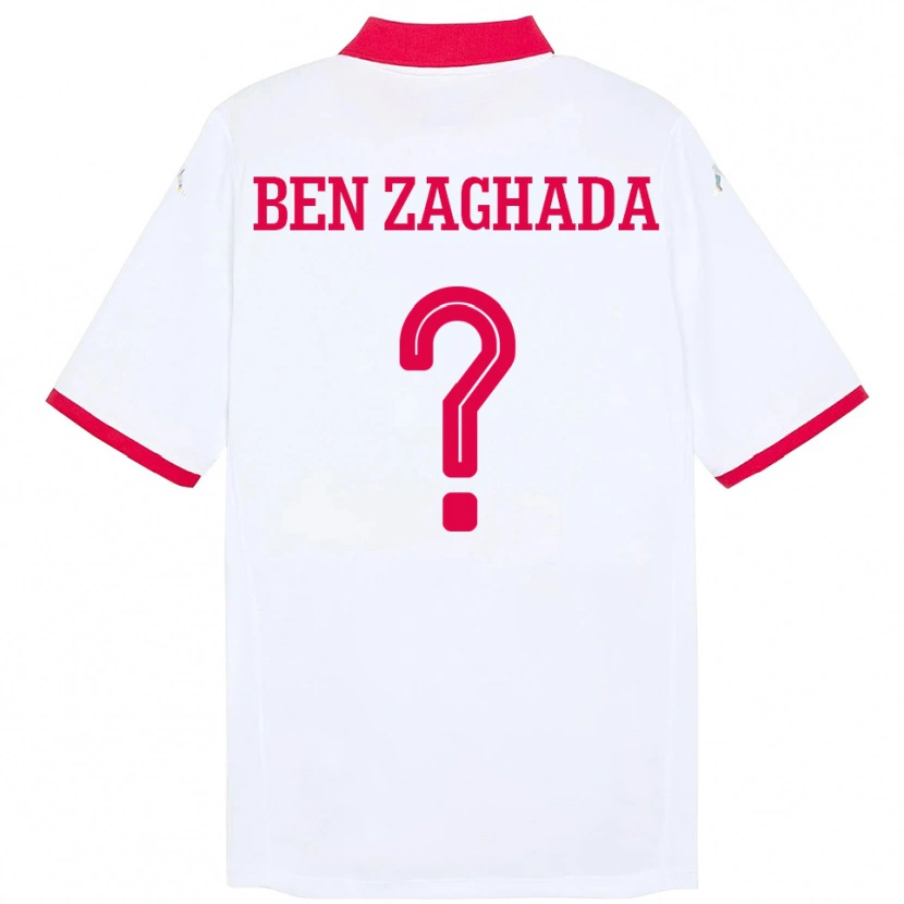 Danxen Femme Maillot Tunisie Mohamed Amine Ben Zaghada #0 Blanc Tenues Extérieur 24-26 T-Shirt