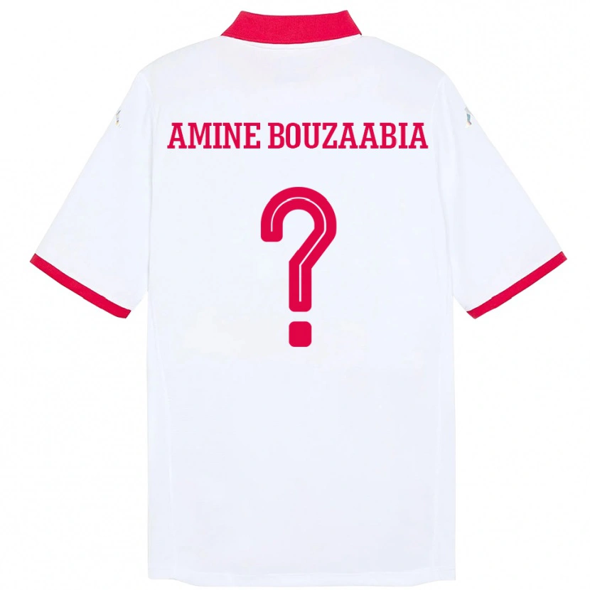 Danxen Femme Maillot Tunisie Mohamed Amine Bouzaabia #0 Blanc Tenues Extérieur 24-26 T-Shirt