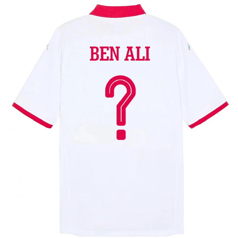 Danxen Femme Maillot Tunisie Omar Ben Ali #0 Blanc Tenues Extérieur 24-26 T-Shirt
