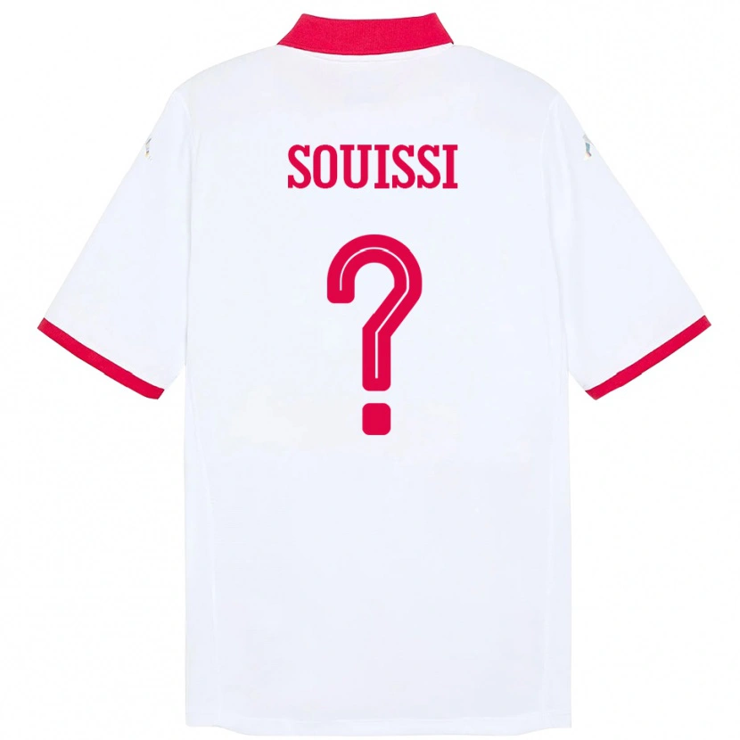 Danxen Femme Maillot Tunisie Ibrahim Souissi #0 Blanc Tenues Extérieur 24-26 T-Shirt
