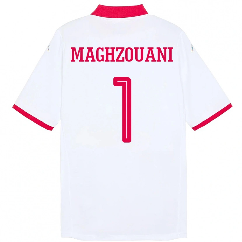 Danxen Femme Maillot Tunisie Wassim Maghzouani #1 Blanc Tenues Extérieur 24-26 T-Shirt