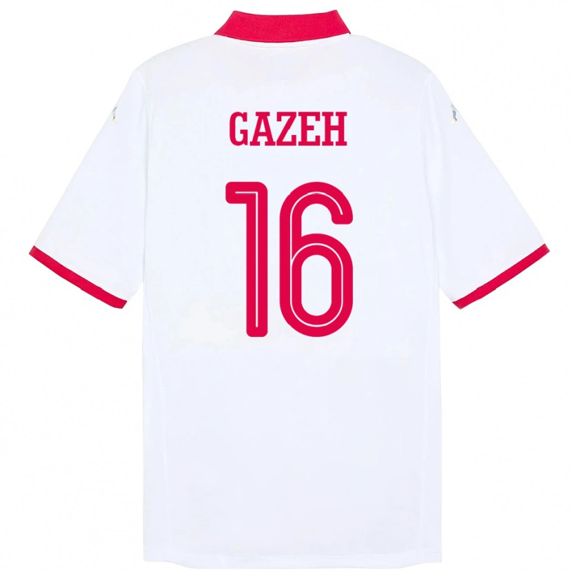 Danxen Femme Maillot Tunisie Raed Gazeh #16 Blanc Tenues Extérieur 24-26 T-Shirt