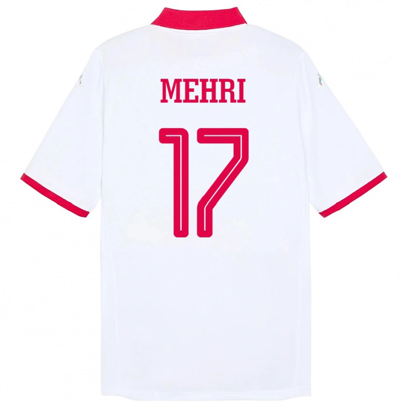 Danxen Femme Maillot Tunisie Malek Mehri #17 Blanc Tenues Extérieur 24-26 T-Shirt