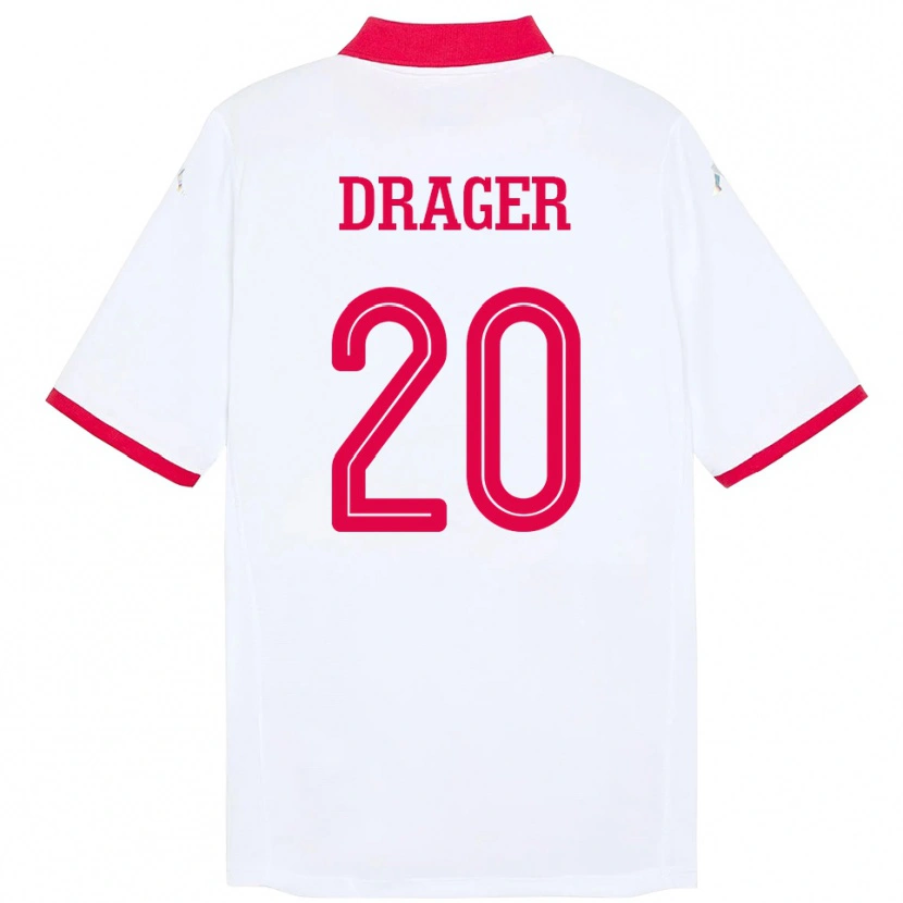 Danxen Femme Maillot Tunisie Mohamed Drager #20 Blanc Tenues Extérieur 24-26 T-Shirt