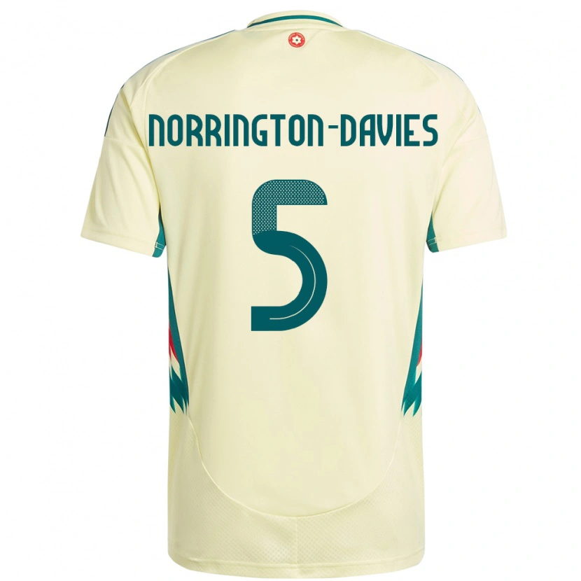 Danxen Femme Maillot Pays De Galles Rhys Norrington-Davies #5 Beige Jaune Tenues Extérieur 24-26 T-Shirt