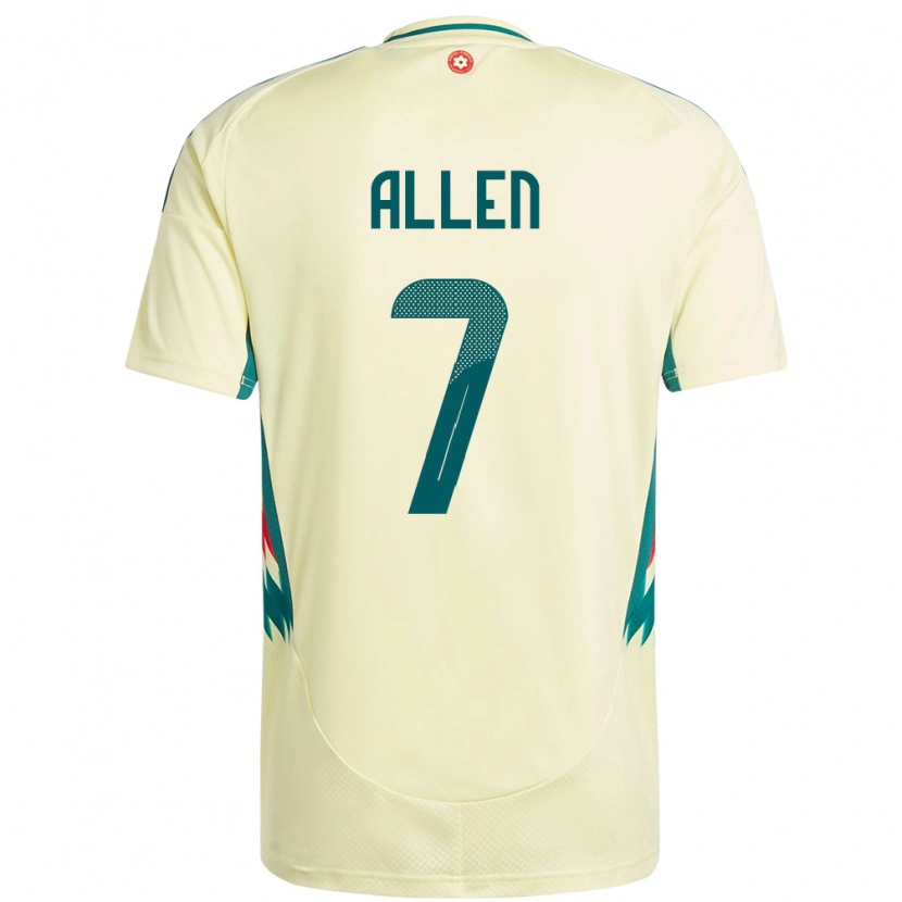 Danxen Femme Maillot Pays De Galles Joe Allen #7 Beige Jaune Tenues Extérieur 24-26 T-Shirt