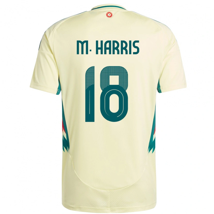 Danxen Femme Maillot Pays De Galles Mark Harris #18 Beige Jaune Tenues Extérieur 24-26 T-Shirt