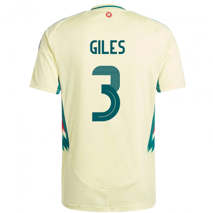 Danxen Femme Maillot Pays De Galles Luey Giles #3 Beige Jaune Tenues Extérieur 24-26 T-Shirt