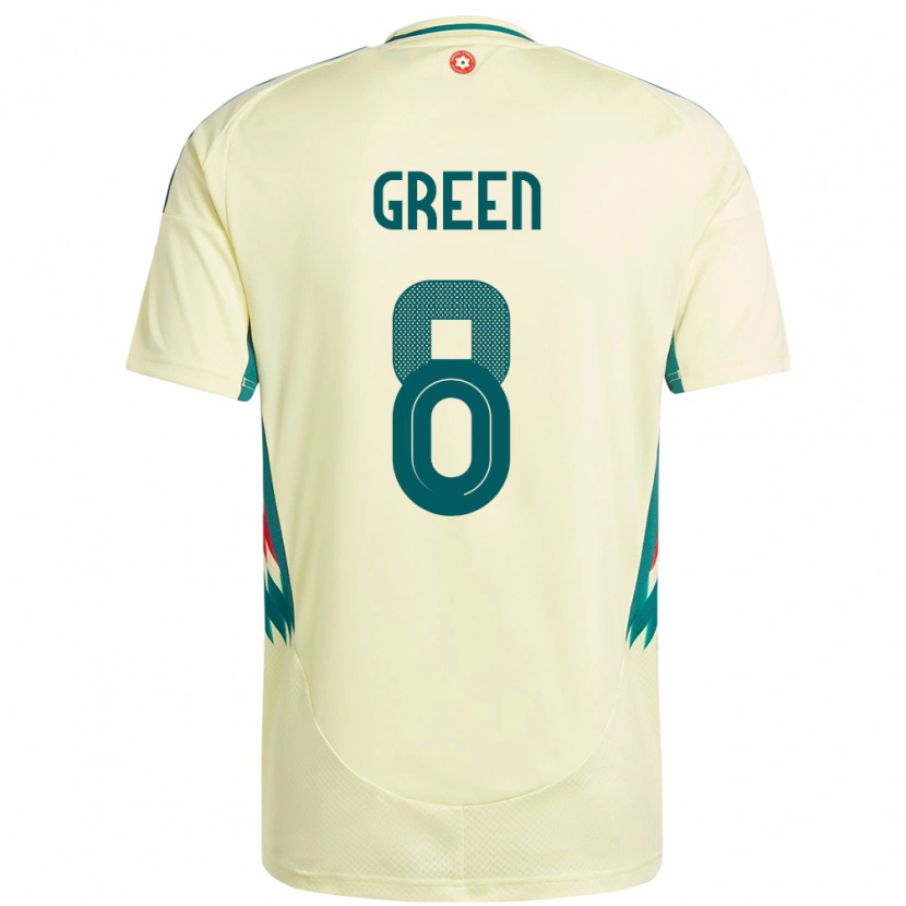 Danxen Femme Maillot Pays De Galles Clayton Green #8 Beige Jaune Tenues Extérieur 24-26 T-Shirt