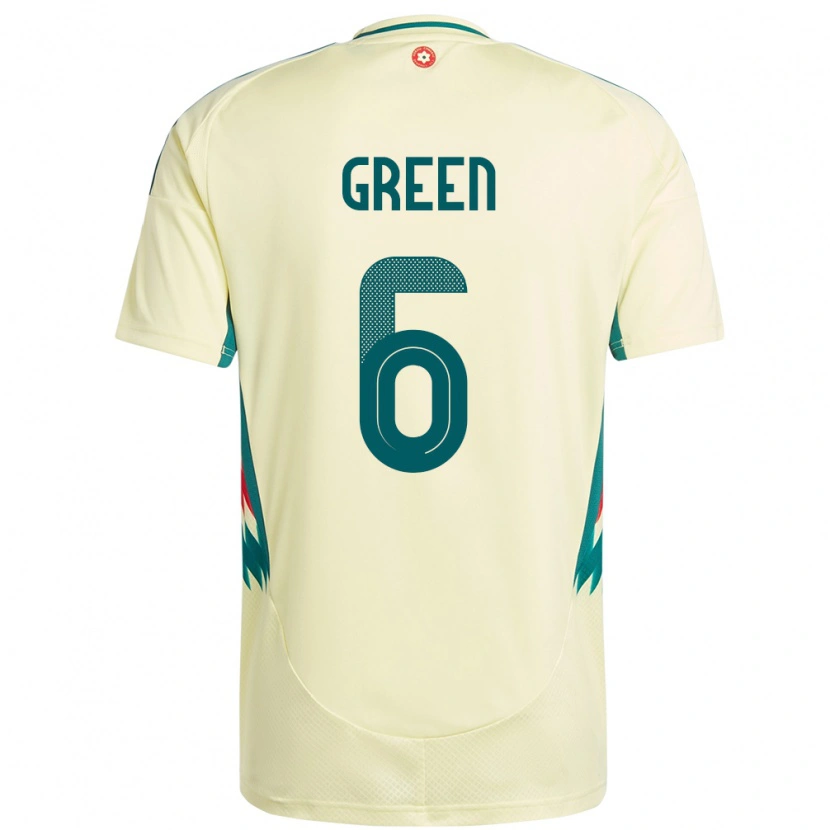 Danxen Femme Maillot Pays De Galles Josephine Green #6 Beige Jaune Tenues Extérieur 24-26 T-Shirt