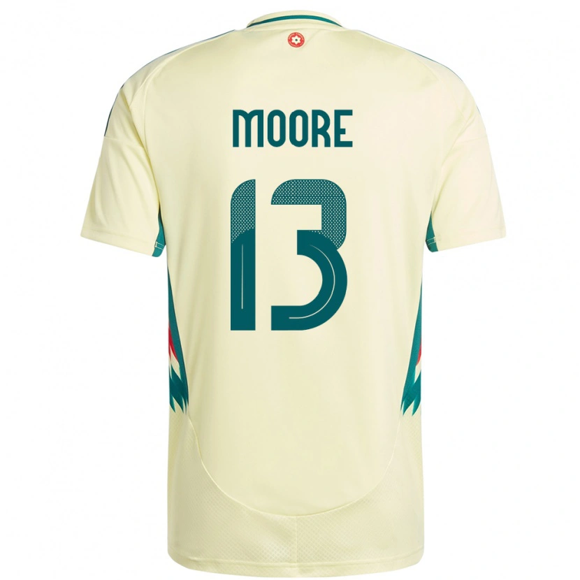 Danxen Femme Maillot Pays De Galles Kieffer Moore #13 Beige Jaune Tenues Extérieur 24-26 T-Shirt