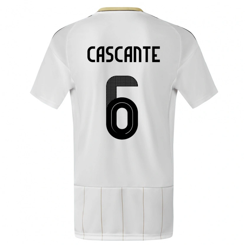 Danxen Femme Maillot Costa Rica Julio Cascante #6 Blanc Tenues Extérieur 24-26 T-Shirt
