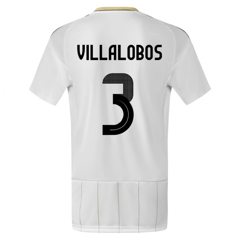 Danxen Femme Maillot Costa Rica Guillermo Villalobos #3 Blanc Tenues Extérieur 24-26 T-Shirt