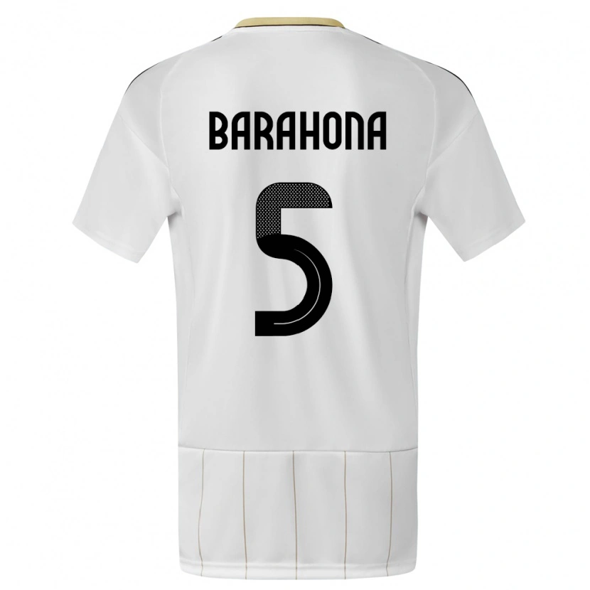 Danxen Femme Maillot Costa Rica Alberth Barahona #5 Blanc Tenues Extérieur 24-26 T-Shirt