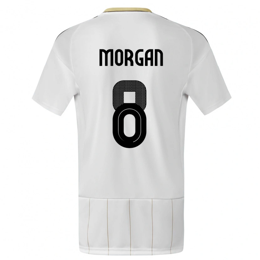 Danxen Femme Maillot Costa Rica Hakeem Morgan #8 Blanc Tenues Extérieur 24-26 T-Shirt