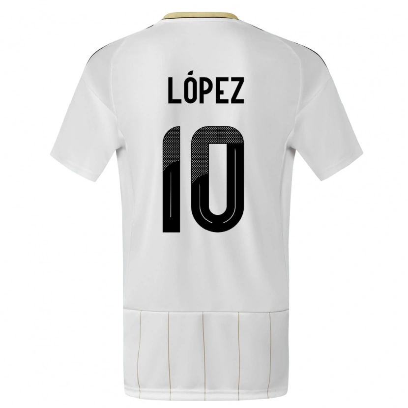 Danxen Femme Maillot Costa Rica Sebastián López #10 Blanc Tenues Extérieur 24-26 T-Shirt