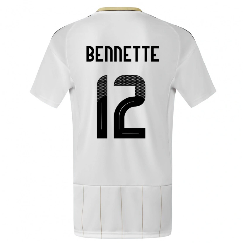 Danxen Femme Maillot Costa Rica Nick Bennette #12 Blanc Tenues Extérieur 24-26 T-Shirt