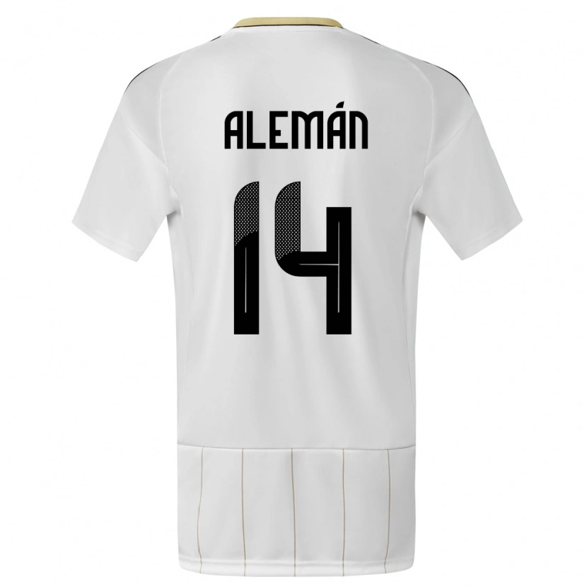 Danxen Femme Maillot Costa Rica Jeremy Alemán #14 Blanc Tenues Extérieur 24-26 T-Shirt