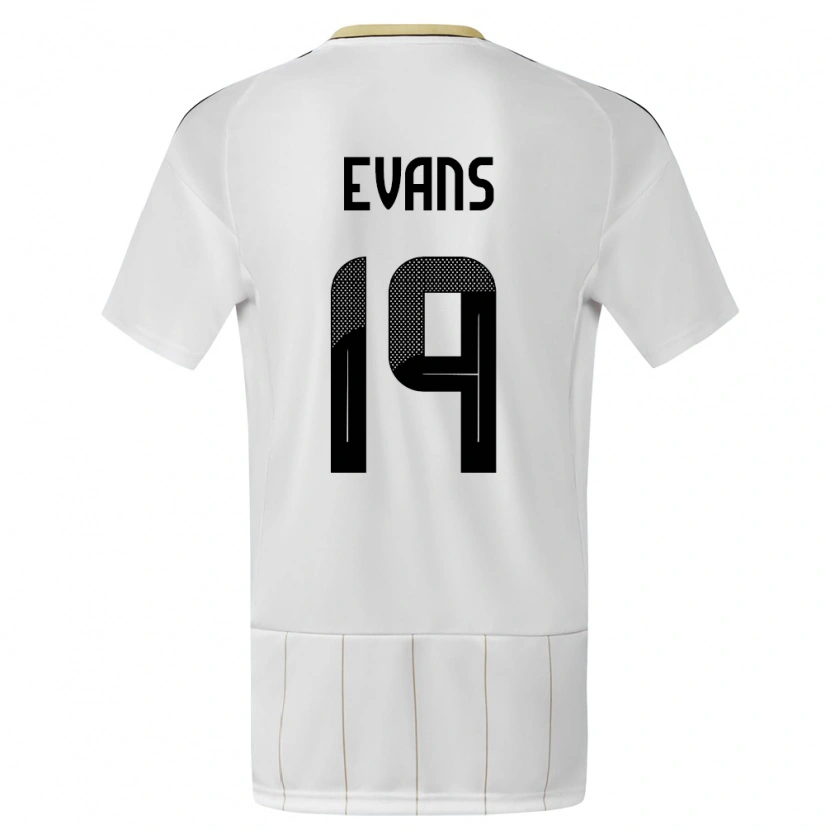 Danxen Femme Maillot Costa Rica Jordy Evans #19 Blanc Tenues Extérieur 24-26 T-Shirt