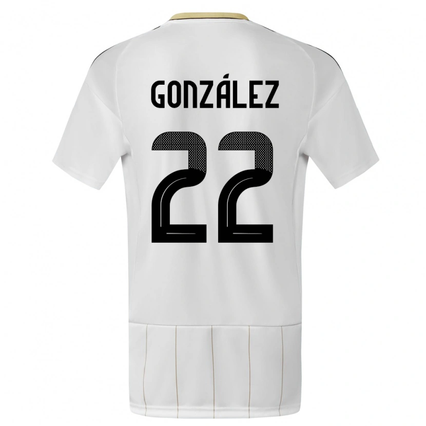 Danxen Femme Maillot Costa Rica Kenneth González #22 Blanc Tenues Extérieur 24-26 T-Shirt