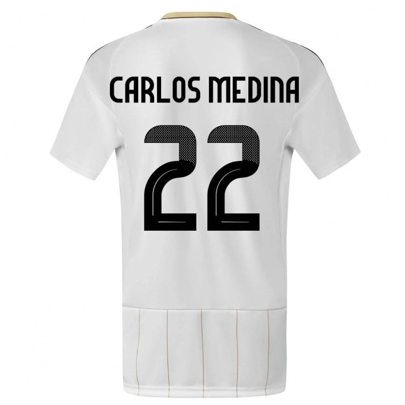 Danxen Femme Maillot Costa Rica Luis Carlos Medina #22 Blanc Tenues Extérieur 24-26 T-Shirt