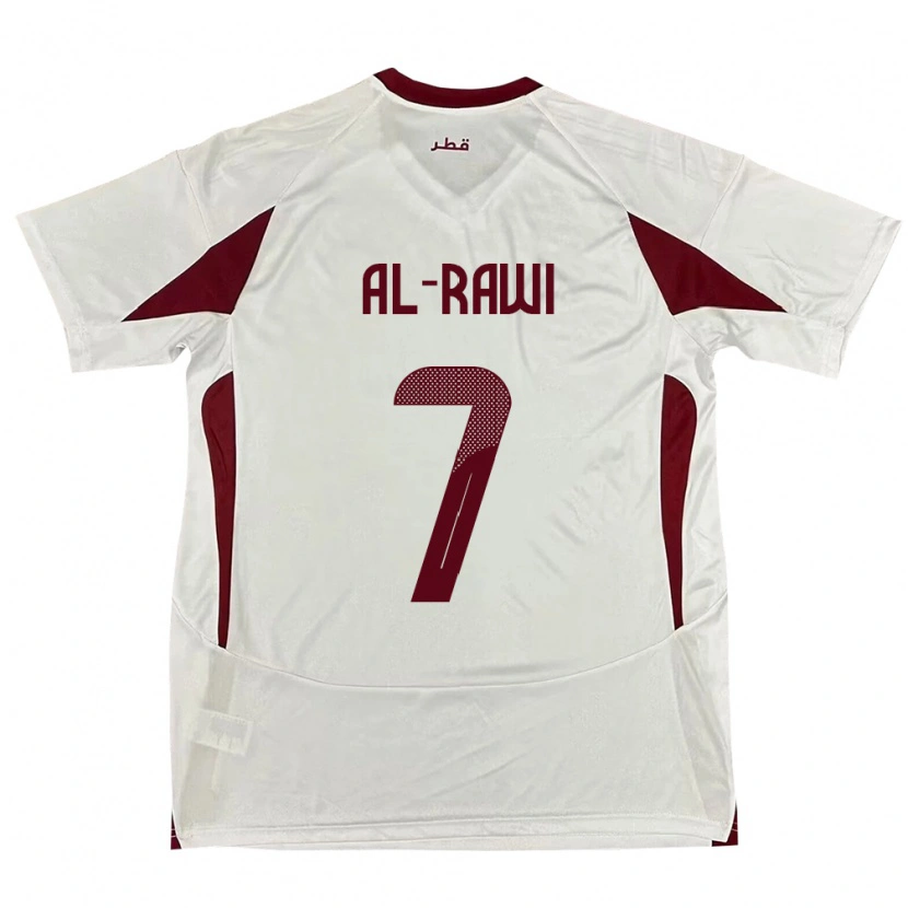 Danxen Femme Maillot Qatar Ahmed Al-Rawi #7 Blanc Tenues Extérieur 24-26 T-Shirt