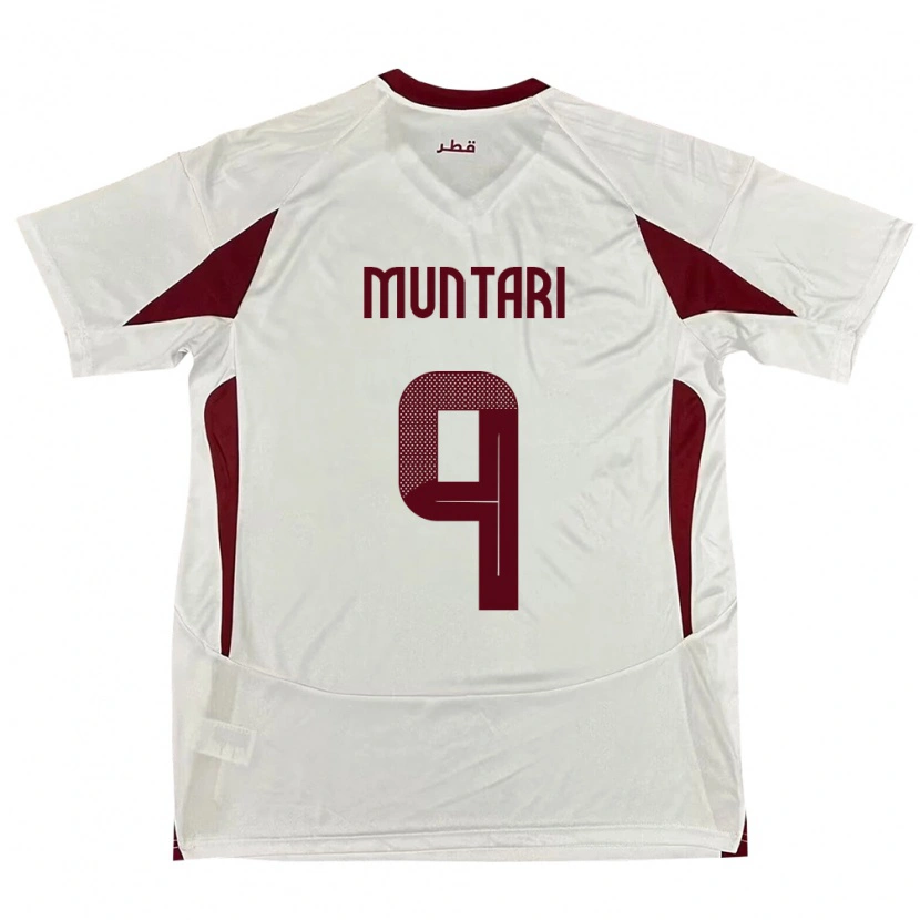 Danxen Femme Maillot Qatar Mohammed Muntari #9 Blanc Tenues Extérieur 24-26 T-Shirt