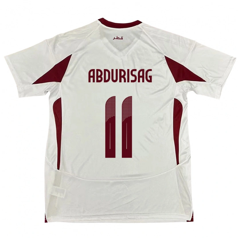 Danxen Femme Maillot Qatar Yusuf Abdurisag #11 Blanc Tenues Extérieur 24-26 T-Shirt