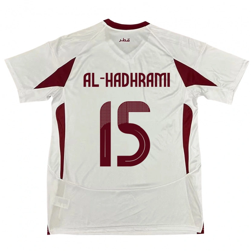 Danxen Femme Maillot Qatar Naif Al-Hadhrami #15 Blanc Tenues Extérieur 24-26 T-Shirt