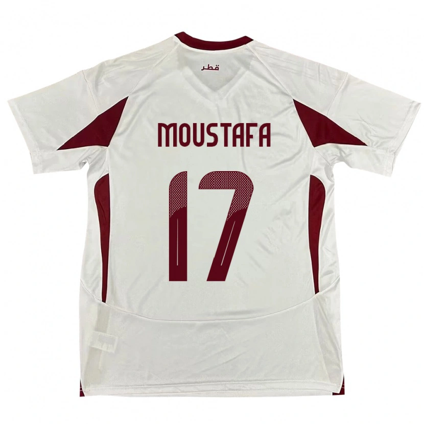 Danxen Femme Maillot Qatar Abdelrahman Moustafa #17 Blanc Tenues Extérieur 24-26 T-Shirt