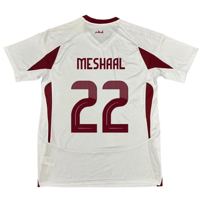 Danxen Femme Maillot Qatar Meshaal Barsham #22 Blanc Tenues Extérieur 24-26 T-Shirt