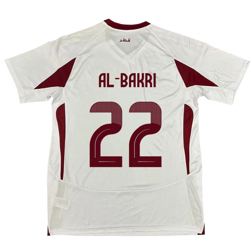 Danxen Femme Maillot Qatar Mohamed Al-Bakri #22 Blanc Tenues Extérieur 24-26 T-Shirt