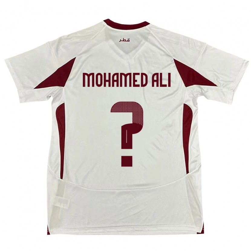 Danxen Femme Maillot Qatar Youssef Mohamed Ali #0 Blanc Tenues Extérieur 24-26 T-Shirt