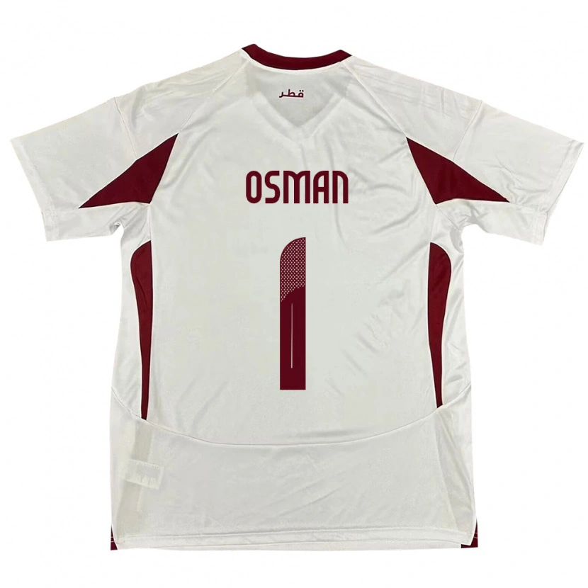 Danxen Femme Maillot Qatar Abubaker Osman #1 Blanc Tenues Extérieur 24-26 T-Shirt
