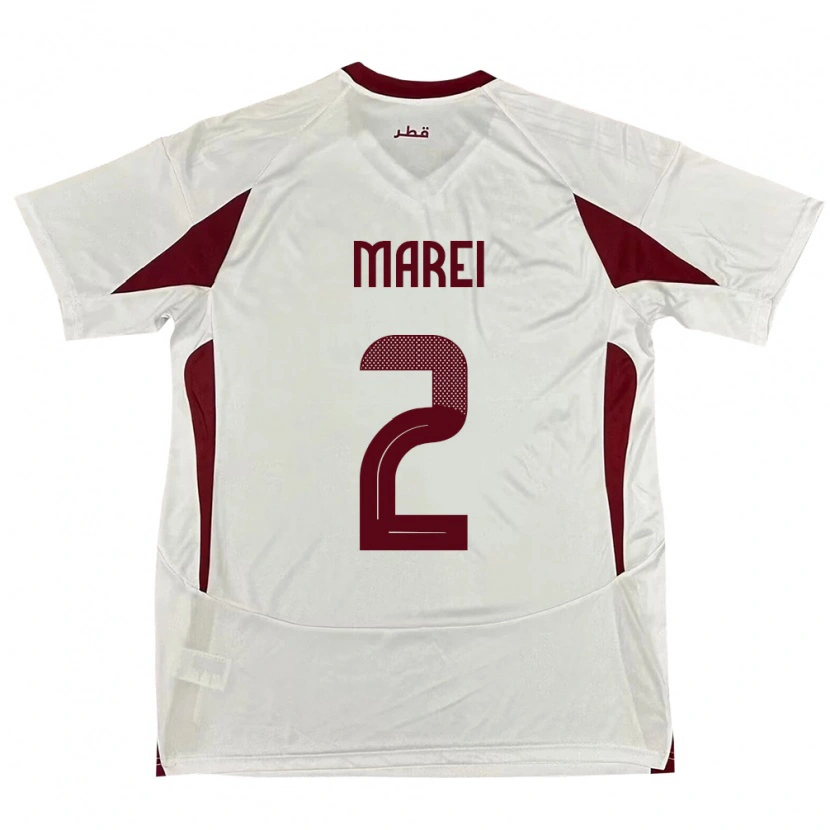 Danxen Femme Maillot Qatar Yousef Marei #2 Blanc Tenues Extérieur 24-26 T-Shirt