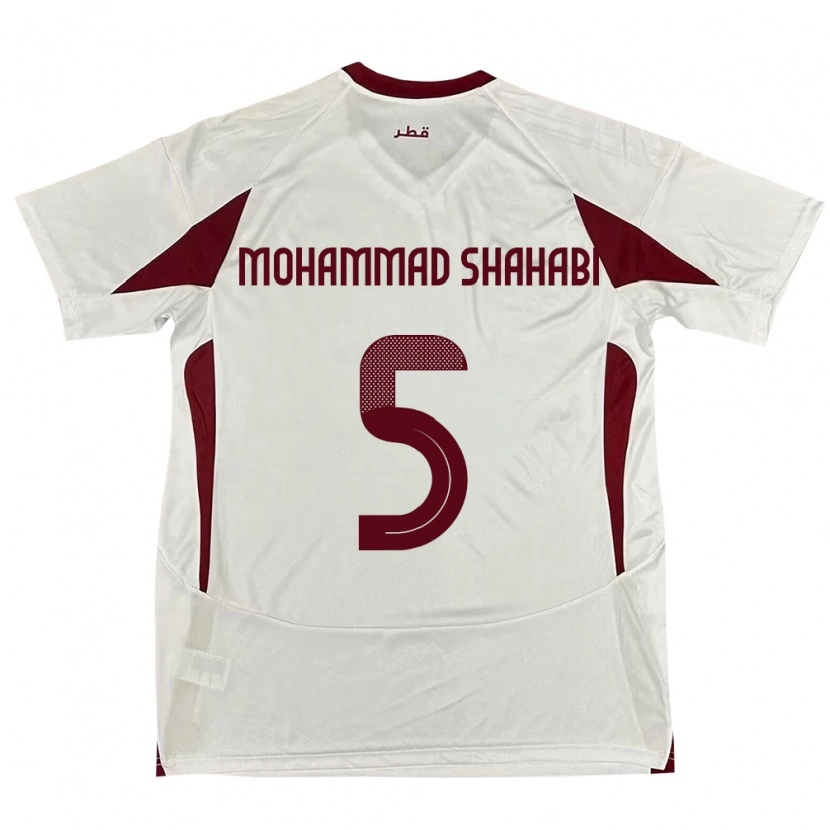 Danxen Femme Maillot Qatar Ali Mohammad Shahabi #5 Blanc Tenues Extérieur 24-26 T-Shirt