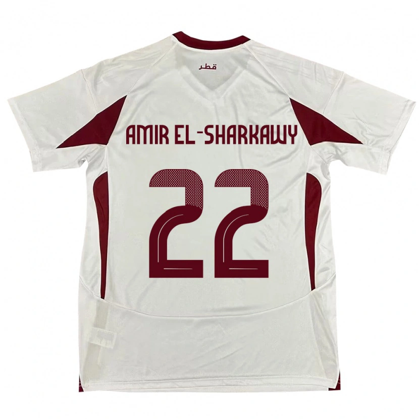 Danxen Femme Maillot Qatar Galal Amir El-Sharkawy #22 Blanc Tenues Extérieur 24-26 T-Shirt