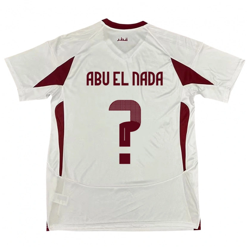 Danxen Femme Maillot Qatar Mahmoud Abu El Nada #0 Blanc Tenues Extérieur 24-26 T-Shirt