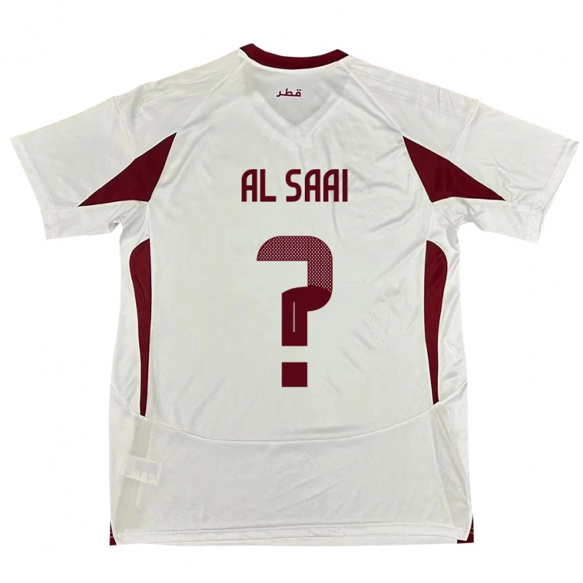 Danxen Femme Maillot Qatar Abdallah Al Saai #0 Blanc Tenues Extérieur 24-26 T-Shirt
