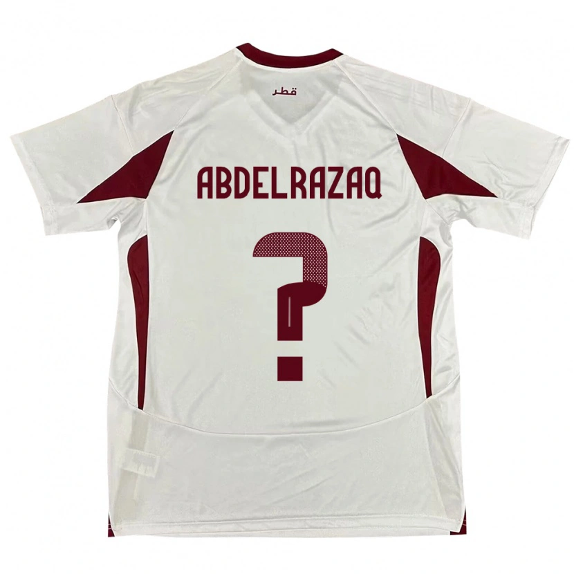 Danxen Femme Maillot Qatar Yussef Abdelrazaq #0 Blanc Tenues Extérieur 24-26 T-Shirt