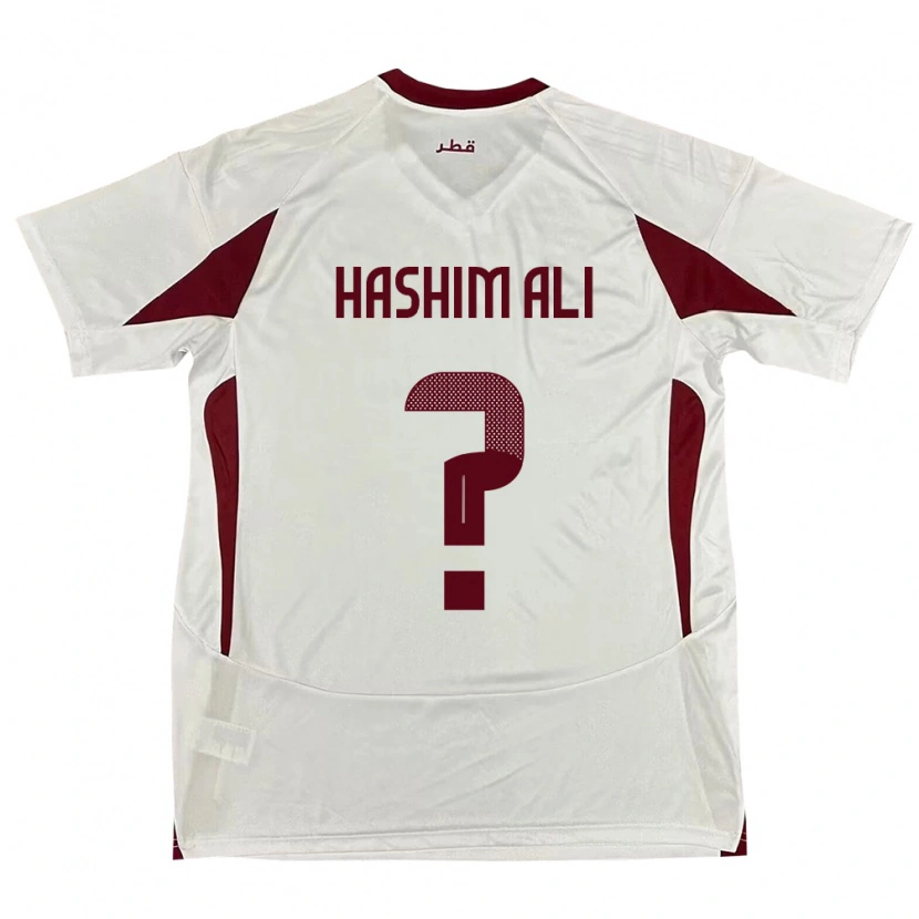 Danxen Femme Maillot Qatar Hashim Ali #0 Blanc Tenues Extérieur 24-26 T-Shirt