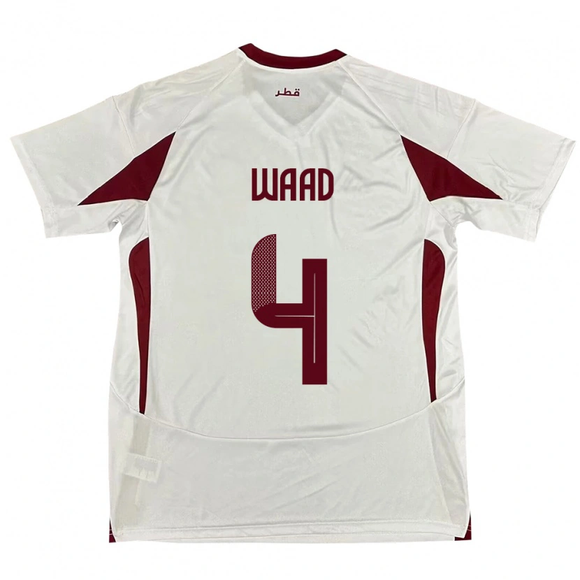 Danxen Femme Maillot Qatar Mohammed Waad #4 Blanc Tenues Extérieur 24-26 T-Shirt