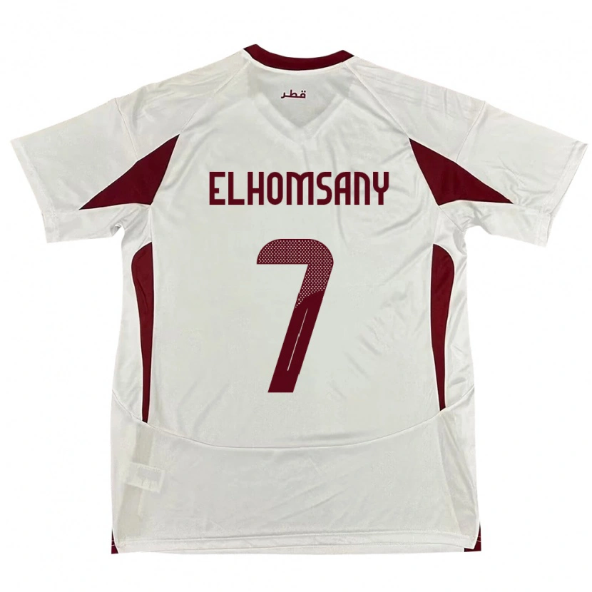 Danxen Femme Maillot Qatar Yasmeen Elhomsany #7 Blanc Tenues Extérieur 24-26 T-Shirt