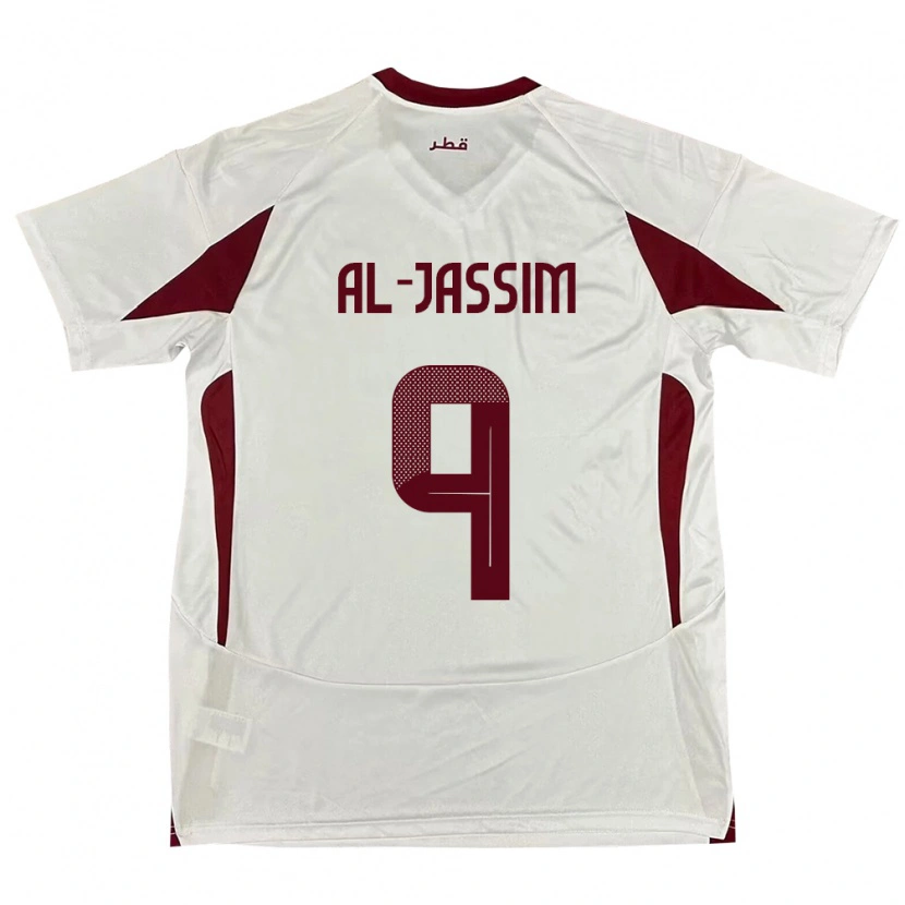 Danxen Femme Maillot Qatar Kholoud Al Jassim #9 Blanc Tenues Extérieur 24-26 T-Shirt