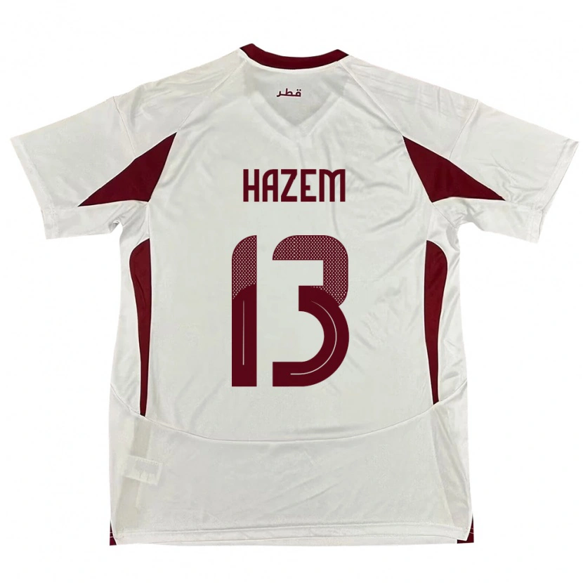 Danxen Femme Maillot Qatar Hazem Shehata #13 Blanc Tenues Extérieur 24-26 T-Shirt